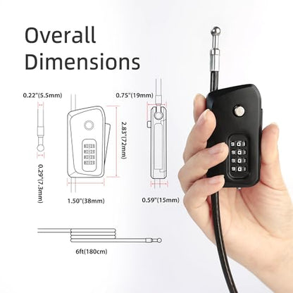 6ft Python Cable Lock for Bike, Bicycle, Scooter, Trail Camera Locking, 4 Digit Combination Padlock, Heavy Duty Anti Theft, Weatherproof, Adjustable Steel Cable Lock for Trail Cam, Kayak - color: Black