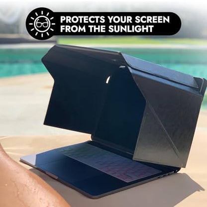 4-in-1 Laptop Screen Shade – Original Lux Hood – Sun, Privacy, Heat & Contrast Protection, Freestanding with Pocket, Fits 15–16” MacBook & PC, Patented, Beige | PHILBERT Danish Design - color: Beige, size: 15-16in