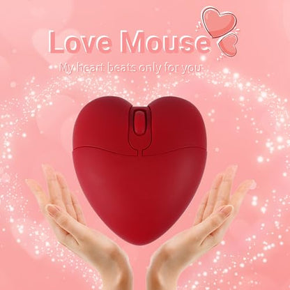 elec Space Wireless Bluetooth Mouse, Silent and Stylish Heart-Shaped Mouse for Laptop, PC - 10m Range (Red) - color: red