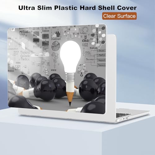 CISSOOK Compatible with MacBook Air 13 inch Case M2 M3 M4 M5 | A3449 A3240 A3113 A2681, 5in1 Set Hard Shell Case Keyboard Cover for MacBook Air 13.6 inch 2022 - 2026,Creative Bulb - color: Air13.6inch-Creative Bulb