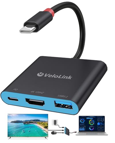 Usbc to hdmi Adapter,hdmi to USB c with PD+4K HDMI 2.1+ USB A 3.2, Portable for mac/ipad/Laptop 4K120Hz HDMI to Typec Adapter, USB C Hub Multiport AV Converter - color: Black HD2.1 4k120