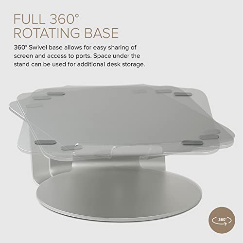 POUT E4 - Laptop Stand with 360 Rotating Base & Built-in Cable Ring — Ergonomic Aluminum Computer Riser for Laptop 10 to 17 Inches — for Apple Mac MacBook Air Pro HP LG Dell Sony