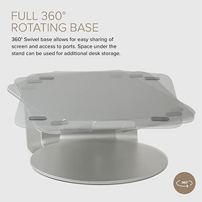 POUT E4 - Laptop Stand with 360 Rotating Base & Built-in Cable Ring — Ergonomic Aluminum Computer Riser for Laptop 10 to 17 Inches — for Apple Mac MacBook Air Pro HP LG Dell Sony