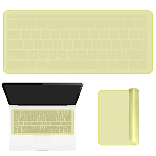 Laptop Keyboard Protector Silicone Transparent Cover for Dustproof Protection Compatible with 13-14 Inch (Yellow) - color: yellow