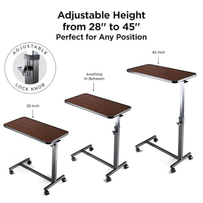 Medical king Adjustable Overbed Bedside Table with Wheels Bed Desk Over Bed with Wheels Hospital Table for Hospital and Home Use