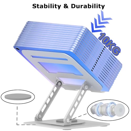 Adjustable Laptop Stand, 360 Rotating Computer Riser, Stable Base Stand Holder for MacBook Pro/Air Notebook up to 16 Inches, Silver - color: Silver