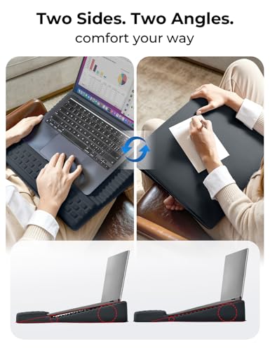 Adjustable Lap Desk with Wrist Rest, Reversible Laptop Stand | Cooling Grip Surface, Fits up to 17'' Laptop, Portable Lap Desk with Pillow Cushion, Computer Tray for Home Office, Dark Gray - color: Dark Gray