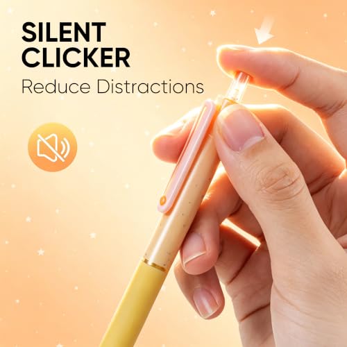 deli Gel Pens, 12 Pcs Retractable Pens Black Ink, 0.7mm Medium Point Pen | Silent Click, Smooth Writing with Aesthetic Gradient Color for Journaling Note Taking - size: 12 PCS