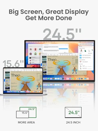 Portable Monitor 24.5” 165HZ, 2K Portable Gaming Monitor with FreeSync, HDR, 180°Adjustable Stand & VESA, 350Nits QHD IPS Large Travel Gaming Second Screen for Laptop, Game Console