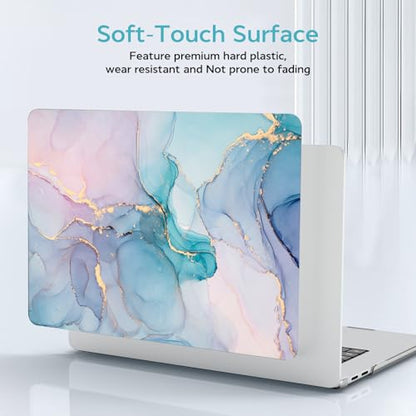 BELKA Compatible with MacBook Pro 13 inch Case M2 M1 2022-2016 | Model A2338 A2251 A2289 A2159 A1989 A1706 A1708, Plastic Hard Shell Case & Keyboard Cover &Screen Protector, Blue Pink Marble - color: Blue Pink Marble