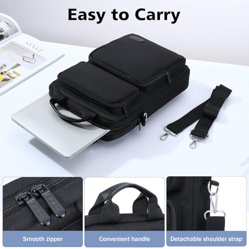 MoKo 13.3-14 inch Laptop Sleeve Sholder Bag Carry Case with Multi-Pockets | Fits Mac NEO/Air 13-inch M5, Mac Pro 14-inch M5/M4/M3/M2/M1 and MacAir 13-inch M4/M3/M2/M1, Black - color: Black, size: 13.3-14 Inch