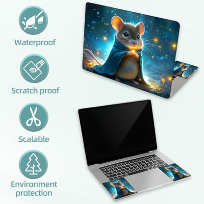 Universal Laptop Skin Decal, 3-Piece Vinyl Protector for 12 13 14 15.6" Notebook, Waterproof Anti-Scratch, Easy Trim & Bubble-Free Finish, Cute Little Mouse - color: Cute Little Mouse