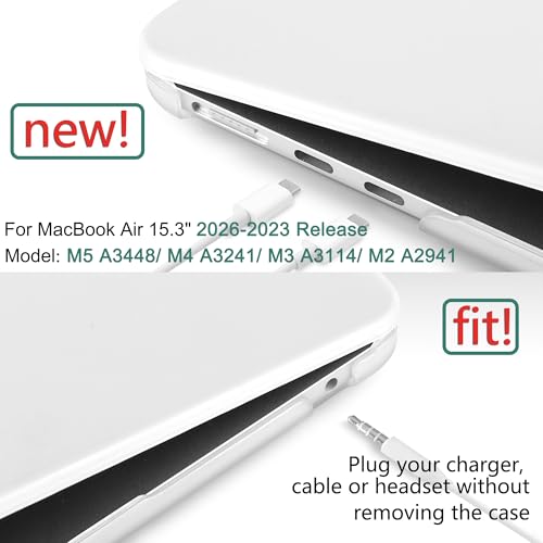 for MacBook Air 15 Inch Case M5 M4 M3 M2 (2026-2023) A3448 A3241 A3114 A2941, Protective Hard Shell Cover Compatible with Touch ID & Liquid Retina Display - Matte Clear - color: Matte Clear