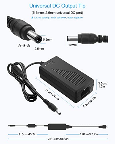 ALITOVE 12V 5A Power Supply 60W 12 Volt Transformer 5Amp 4A 3A, 10 Pack | AC/DC Adapter 100-240V 50/60hz to 12V Power Adapter, for LED Strip Light CCTV Camera Router Radio Sceptre Monitor - size: 10 Pack