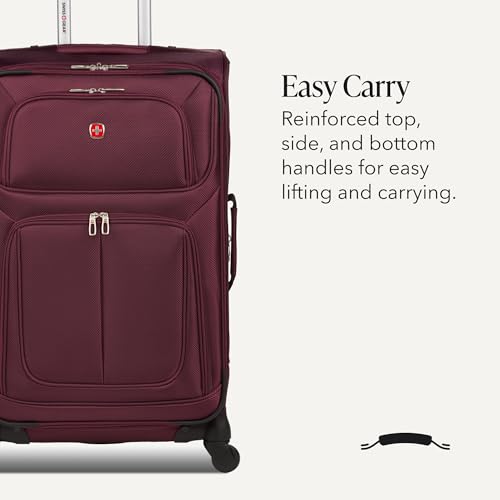 SWISSGEAR Sion Softside Expandable Spinner Luggage Durable Lightweight Travel Suitcase, Merlot, Checked-Medium - color: Merlot, size: Checked-Medium