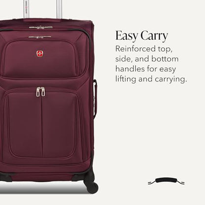 SWISSGEAR Sion Softside Expandable Spinner Luggage Durable Lightweight Travel Suitcase, Merlot, Checked-Medium - color: Merlot, size: Checked-Medium
