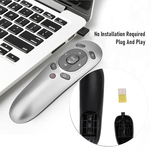 GOWENIC Wireless Presentation Clicker, 2.4G Accurate Remote Control Motion Sensing Ergonomic Design Computer Presenter with USB Receiver for Computer Laptop