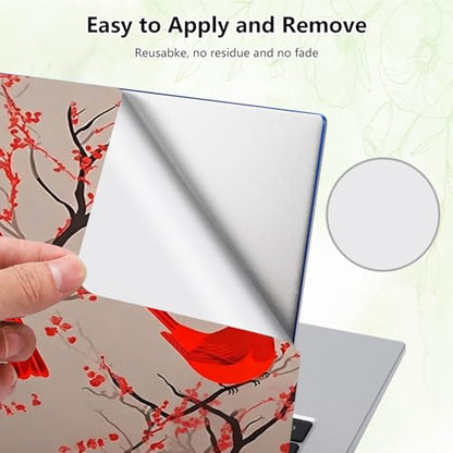 Laptop Skin Sticker Decal, Universal Reusable Vinyl Laptop Cover for 12" 13" 13.3" 14" 15" 15.4" 15.6" Notebook PC, Reusable Waterproof Scratch-Resistant with 2 Wrist Pads,Art Red Cardinal Birds - color: Art Red Cardinal Birds