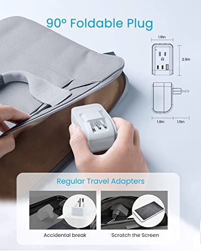 VINTAR Foldable Italy Travel Plug Adapter, 2 Pack Type L Adapter with USB-C | 2 Outlets, 3 USB Ports, 3 Prong Grounded Plug, Power Adapter for US to Italy Rome Chile Uruguay Libya - style: Type L - Italy Chile