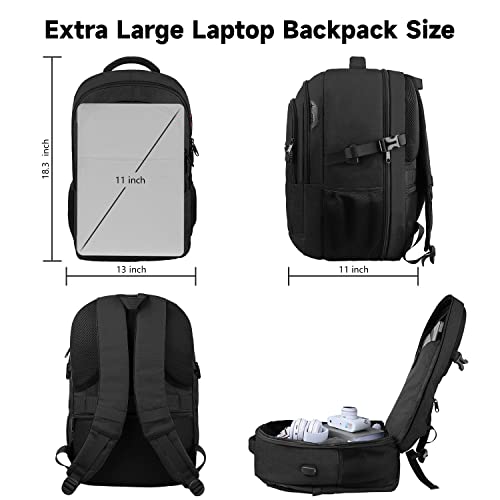Lapsouno 17 Inch Laptop Backpack, Carry On Travel Backpack, Durable Extra Large TSA Business Backpack with USB Port, Water Resistant Anti Theft Gift for Men Women, Black