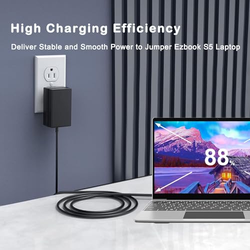 12V AC/DC Adapter Compatible with Jumper Laptop 16 Inch Computer Notebook Model Jumper ‎Ezbook S5MAX EZbook S5 Max 16" FHD IPS Display Replacement ICP36-120-3000 Power Supply Cord Cable