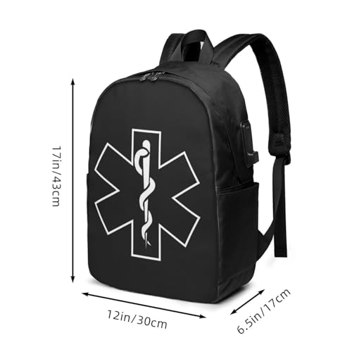 EMS Travel Laptop Backpack Anti-Theft Bag with USB Charging Port 17 Inch Computer Business Backpacks for Women Men Work College Gift,Casual Daypack