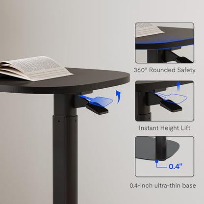 FLEXISPOT 24''Adjustable C Table Gas Spring Mobile Side End Table | Adjustable C table with Wheels, Bedside table for sofa and couch. Laptop Rolling Cart TV Tray, 23.6" W x 13.8" D,Black - color: Black, size: 24x14
