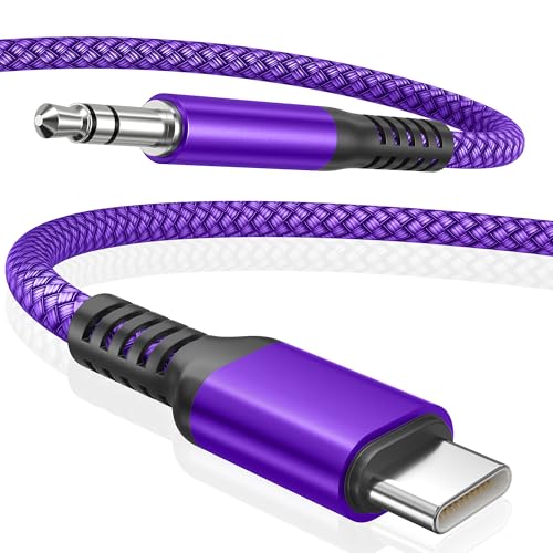 Elebase for iPhone 17 USB C Aux Cord 4FT,Type C to 3.5MM Jack Adapter Cable | USB C Audio Auxiliary Cable for Z Fold Flip 7 6,S25 S24 S23 FE Ultra,Tab S8 S9 S10 S10+,A15,A25,A33 A34 A35,A53 A54 A55 - color: Purple, size: 4ft/1.2m, style: Straight