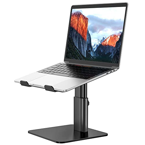 BESIGN LSX6N Laptop Stand, Ergonomic Adjustable Notebook Riser, Computer Holder, Laptop Mount Compatible with 10-15.6" Laptops, Black - color: Black, size: Standard for Sit Work(H5.60-8.6in)