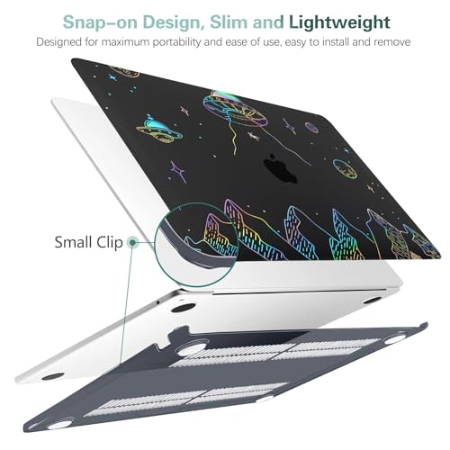 Clear Black Case for MacBook Air 13 inch 2021-2018 M1 A2337 A2179 A1932, Plastic Hard Shell Case & Keyboard Cover for MacBook Air 13.3 inch, Planet - color: Clear Black Planet