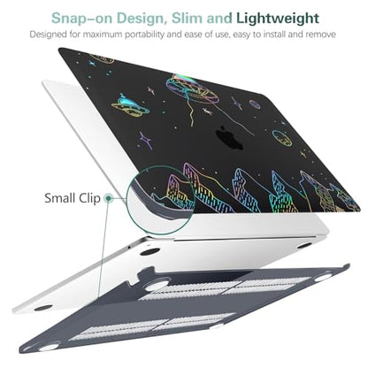 Clear Black Case for MacBook Air 13 inch 2021-2018 M1 A2337 A2179 A1932, Plastic Hard Shell Case & Keyboard Cover for MacBook Air 13.3 inch, Planet - color: Clear Black Planet