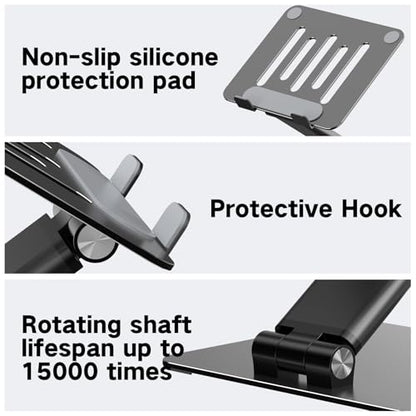 Tonmom Adjustable Laptop Stand for Desk, Metal Foldable Laptop Riser | Portable Laptop Holder, Ventilated Cooling Computer Notebook Stand Compatible with 10-17.3” Laptops