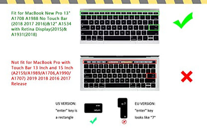 HRH Vim VI Hotkey Silicone Keyboard Cover Skin for MacBook Pro 13" A1708 A1988 No Touch Bar 2018 2017 2016 Release and for MacBook 12" A1534 (2015)&A1931(2018) USA Layout Protective Skin - color: Hotkey-VIM