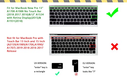 HRH Logic Pro X Hotkey Silicone Keyboard Cover Skin for MacBook Pro 13" A1708 A1988 No Touch Bar 2018 2017 2016 Release and for MacBook 12" A1534 (2015)&A1931(2018) USA Layout Protective Skin - color: Hotkey-Logic Pro X