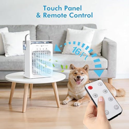 Portable Air Conditioners, Air Conditioner, Upgraded Cooling Fan with 1000ml Water Tank, 4 Speeds & 2 Mists Modes, 2-6H Timer, Ultra-Quiet AC Unit for Bedroom Office Home