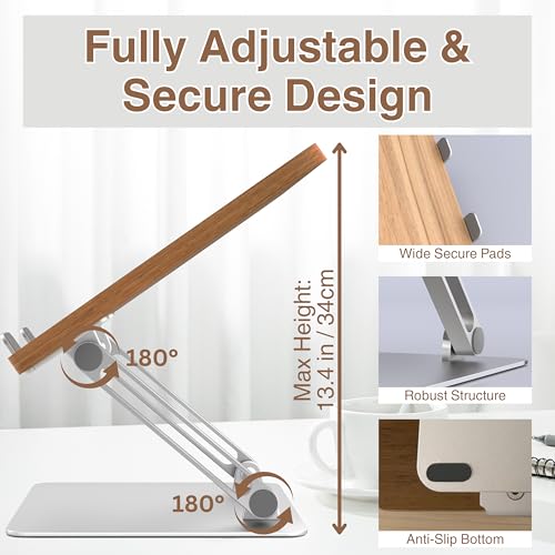 AVARO Adjustable Laptop Stand – Ergonomic Laptop Stand with Customizable Height & Angle, Robust Design Laptop Riser for Desk, Portable, Foldable & Durable Computer Stand for Home or Office Use