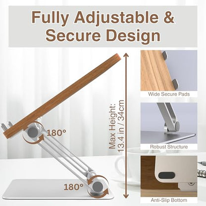 AVARO Adjustable Laptop Stand – Ergonomic Laptop Stand with Customizable Height & Angle, Robust Design Laptop Riser for Desk, Portable, Foldable & Durable Computer Stand for Home or Office Use