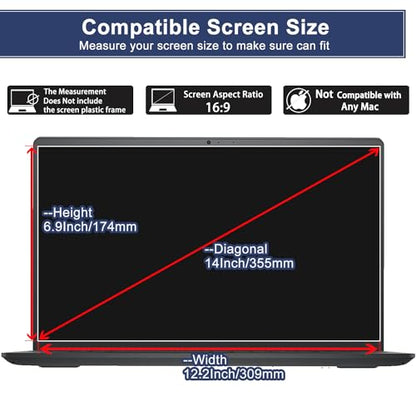 (2-Pack) 14" Laptop Screen Protector Tempered Glass for 14 HP/Dell/ASUS/Samsung/Lenovo/Acer/MSI/LG and All Other Brands 14" 16:9 Laptop, 9H Hardness, Anti-Fingerprint, No Bubble, HD - size: 14"(16:9)