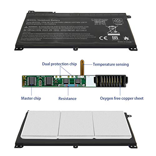 TREE.NB BI03XL 0N03XL 844203-850 844203-855 Laptop Battery for HP Pavilion X360 m3-u m3-u001dx 13-u HSTNN-UB6W HSTNN-LB7P 915486-855 915230-541 Battery for HP Stream 14-ax000 14-ax010wm - size: 11x2.13x0.77inch BI03XL