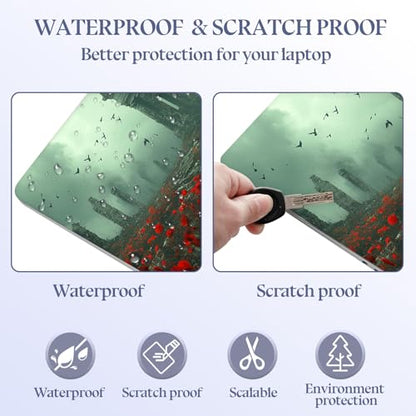 Universal Laptop Skin Sticker Decal,15.6 Inch Laptop Vinyl Cover for 13" 14" 15.6" Laptop,Scratch-Resistant Waterproof Protector Wrap,Reusable with Wrist Pads,Poppy Ruins Raven - color: Poppy Ruins Raven