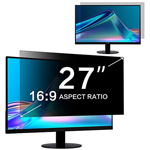 ZOEGAA 27 Inch Computer Privacy Screen Filter, for 16:9 Widescreen Computer Monitor 23.6"x13.3", Removable Computer Screen Privacy Shield and Anti Blue Light Anti Glare Screen Protector - size: 27 in (16:9) privacy screen