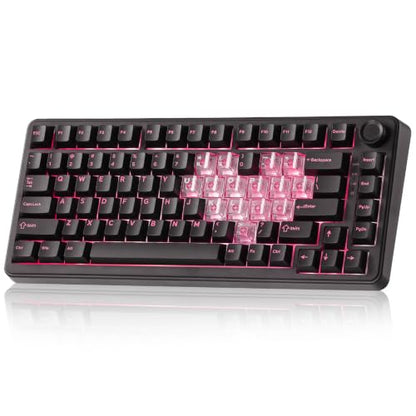 YUNZII B75 PRO Wireless Mechanical Gaming Keyboard | Custom 75% Layout with Knob,Gasket Mount,Hot Swap,Creamy Pre-lubed Switch,BT/USB-C/2.4G(Black Heart, Milk Switch) - color: Black Heart, size: Milk Switch