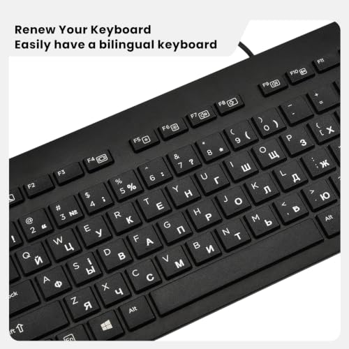 2PCS Ukrainian Keyboard Letter Stickers: Ukraine Keyboard Letters Replacement Sticker, Borderless Characters Alphabet for Laptop Computer PC Desktop, Peel-Off Film, Leave Letters - size: Ukrainian