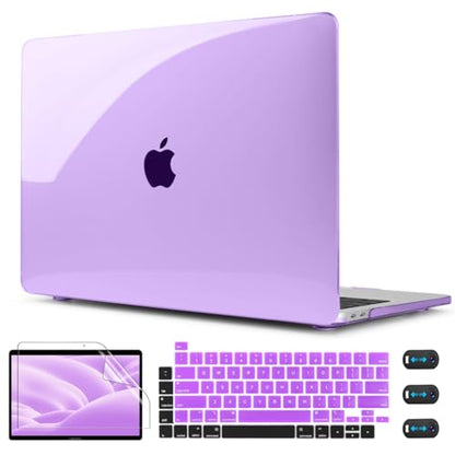 CISSOOK Cover for MacBook Pro 13 Inch Case Purple 2025-2020 Release | 4in1 Set Plastic Hard Shell Case with Keyboard Cover for Pro 13 M1 M2 A2251 A2289 A2338 - Purple - color: Purple