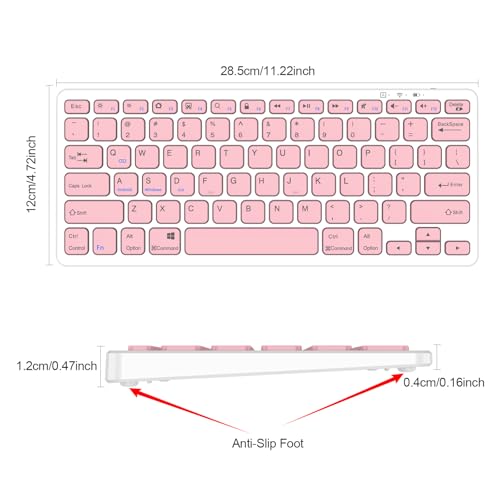 TaIYanG Bluetooth Keyboard for iPad Wireless Keyboard Compatible with iPad A16 11th 10th Generation, 10.2(9th/8th/7th Gen), Air/Pro/Mini and All Bluetooth Devices (Light Pink) - color: Light Pink