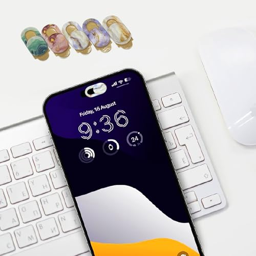 Webcam Cover, Camera Privacy Cover Slide for Laptop/Cell Phone/iPad/PC/Tablet, Protect Your Privacy and Security, 5 Pcs, Marble - color: Marble