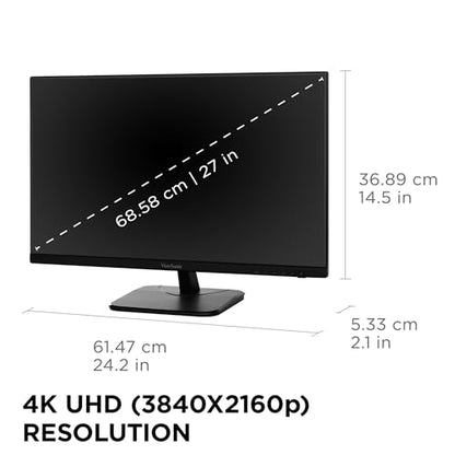 ViewSonic VA2756-4K-MHD 27 Inch 4K Monitor, IPS Display for Enhanced Home and Office Productivity, Ultra-Thin Bezels, HDMI, and DisplayPort Inputs - size: 27 Inches, style: 4K