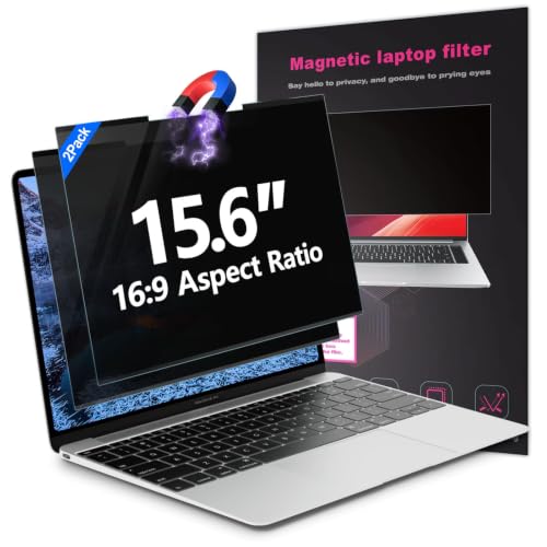 2Pack Magnetic 15.6 Inch Laptop Privacy Screen 16:9 Aspect Ratio, Removable Anti-Blue/Glare Protector Film, Anti Spy Desktop Security Private Filter 15.6in - color: Beige, size: 15.6inch 2pcs