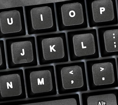 English US Self-Adheisive 3 Pack Keyboard Stickers Black Background Label Shortcut Decal for Computer Laptop