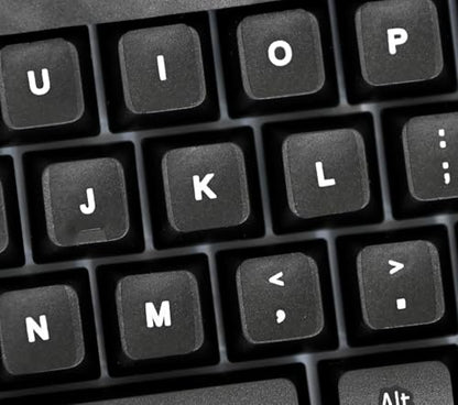 English US Self-Adheisive 3 Pack Keyboard Stickers Black Background Label Shortcut Decal for Computer Laptop
